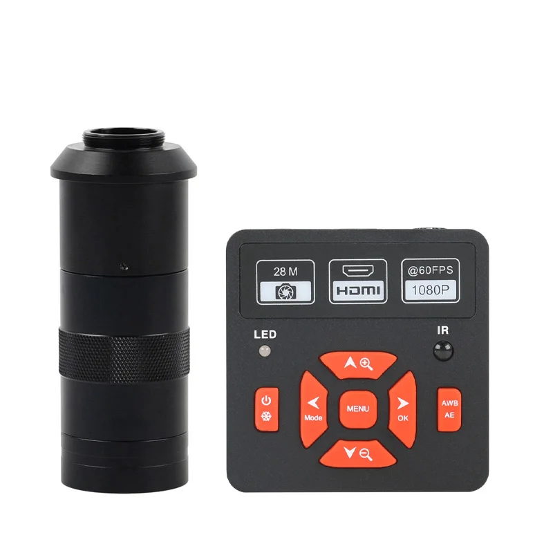 

28MP 1080P 60FPS HDMI USB Digital Video Industrial Microscope Camera 100X Zoom C Mount Lens IR Remote For PCB Soldering Repair