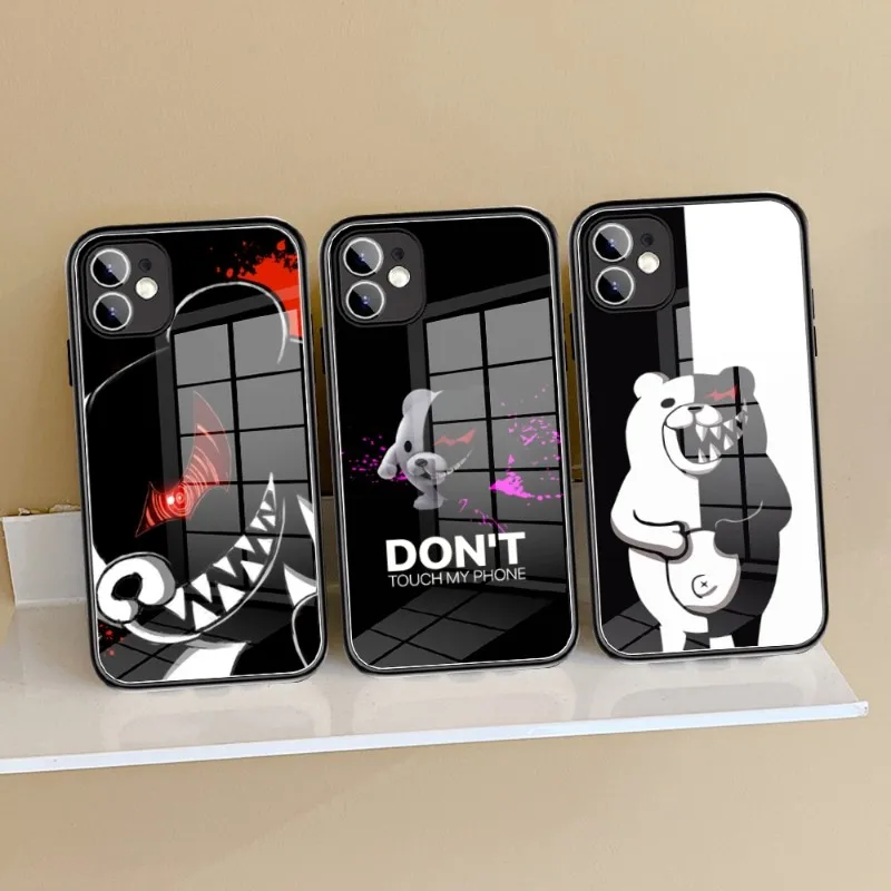 Cute Kumamon Danganronpa Monokuma Phone Case Tempered Glass FOR IPhone 14 13 11 12 Pro 8 7 Plus X 13 Pro MAX XR XS MINI Covers