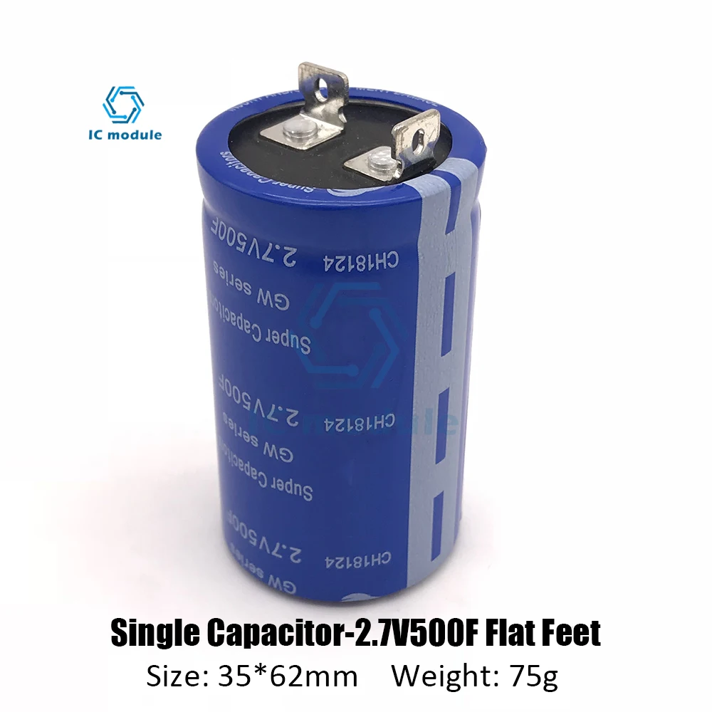 

1PCS 2.7V 500F Super Farad Capacitor with Flat Angle 35X62mm Car Capacitor