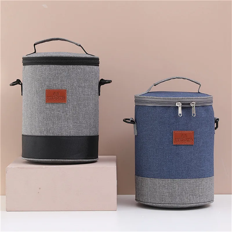 

Портативная сумка для ланча большой вместимости, новинка 2022, утолщенный Ланч-бокс для сохранения свежести, круглая сумка с изоляцией из алюминиевой фольги