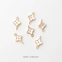mimo jewelry copper plated real gold white fritillary shell rhombic clover pendant diy hand accessories