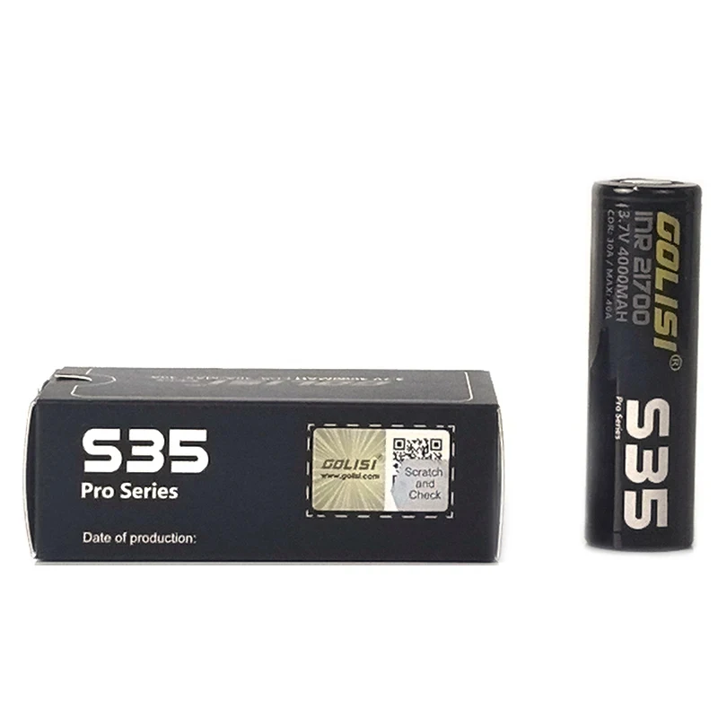 Аккумулятор Golisi S35 21700 4000 мАч, 3.7В, 40А, высокомощный, перезаряжаемый литиевый аккумулятор 21700, одна ячейка INR21700 (art.: 3920db9aff181) - 3920db9aff181