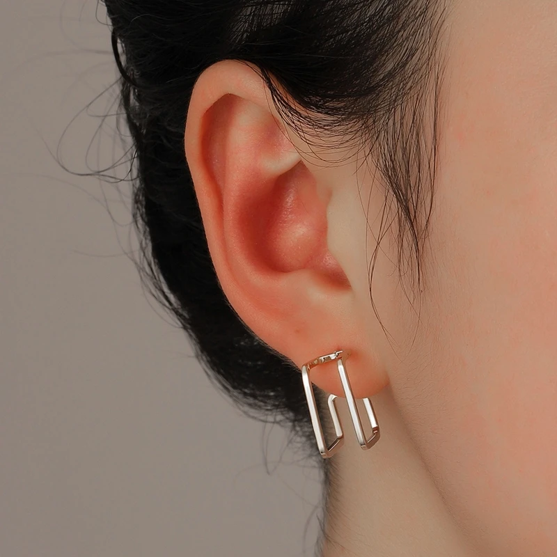 

1Pair Minimalist Double-layer Stud Earrings for Women Girls High Polished Geometric Irregular Square Earrings Jewelry