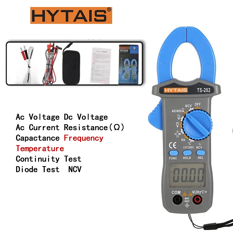 

HYTAIS TS202 Digital Clamp meter Multimeter Ture RMS Anti-burn Professional Multifunctional Ac/Dc Electrician Tool Tester