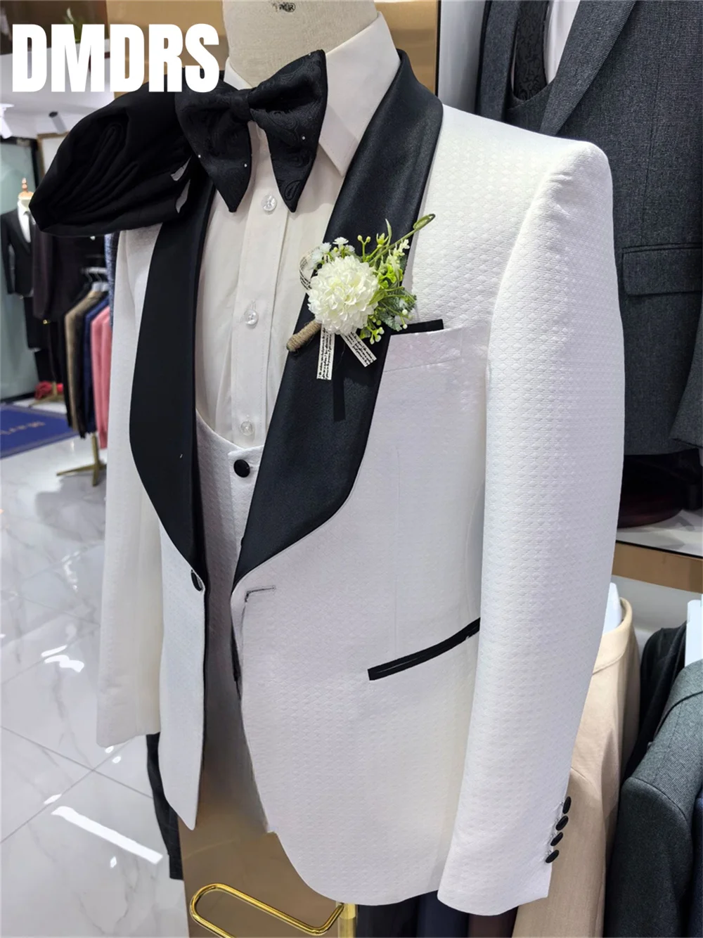 Костюм жаккардовый мужской пиджак и брюки деловой костюм платье для свадьбы