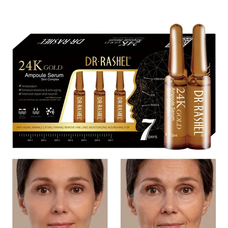 

24k Gold Ampoule 24 Gold Natural Face Serums For Women 2ml*7pcs Glow Oil For Skin Face Serums For Women Skin Care Serums Safe &
