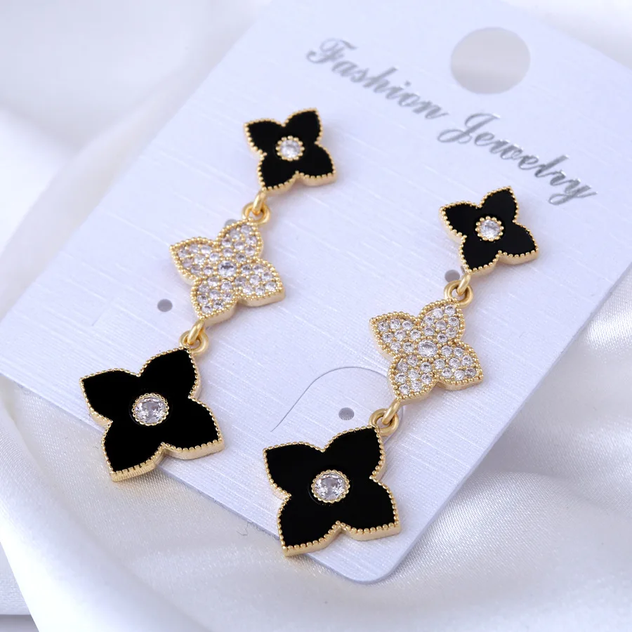 

Серьги-гвоздики женские из настоящего золота с цветком, 14 к