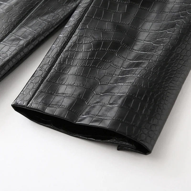 Lady Fashion Genuine Leather Jackets Crocodile Pattern Sheepskin Coat Women Turn Down Collar TF5401