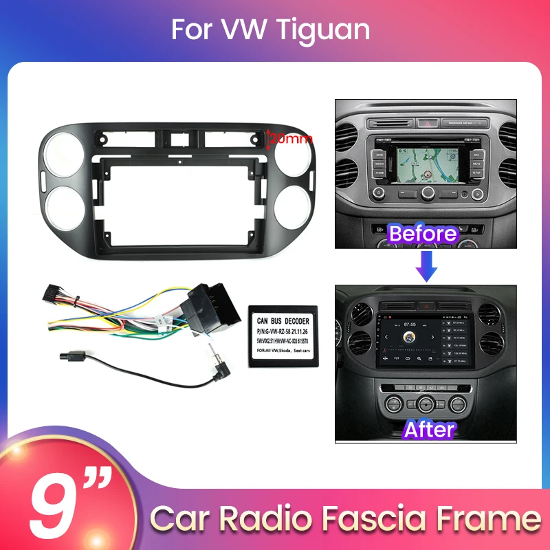 2 Din Автомобильный радиокабель рамка для VW Volkswagen Tiguan 1 NF 2006 - 2016 Fascia Dash Kit DVD Радио