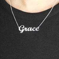 nokmit custom name necklace stainless steel customized personalized letter gold color choker necklace pendant nameplate gift