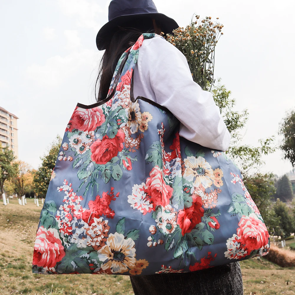 

Модные женские сумки-тоуты, складная Экологически чистая многоразовая портативная Наплечная Сумка из полиэстера, мультяшная зеленая складная сумка для покупок