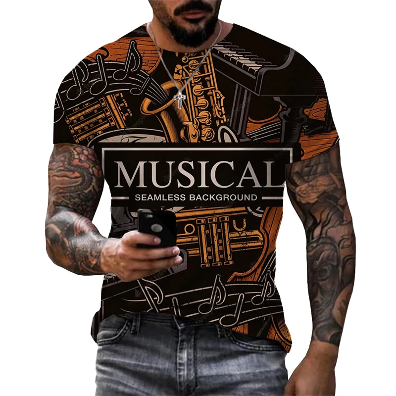 

Модная забавная Мужская футболка с рисунком музыкальных символов, граффити, искусство, Мужская футболка, повседневные футболки большого размера, топы