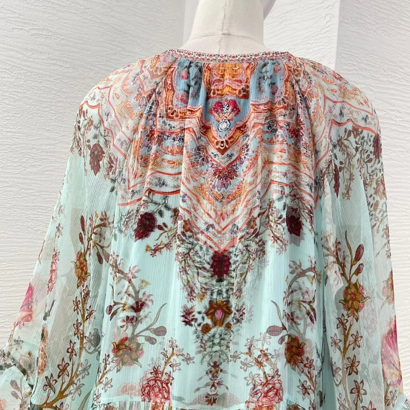 Женские сине-зеленые элегантные платья миди с цветочным принтом животных