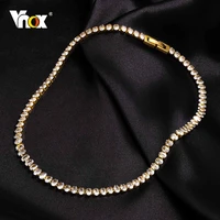 vnox deluxe cubic zirconia tennis chain choker necklaces for womenclassic round 5mm gold color stainless steel link collar