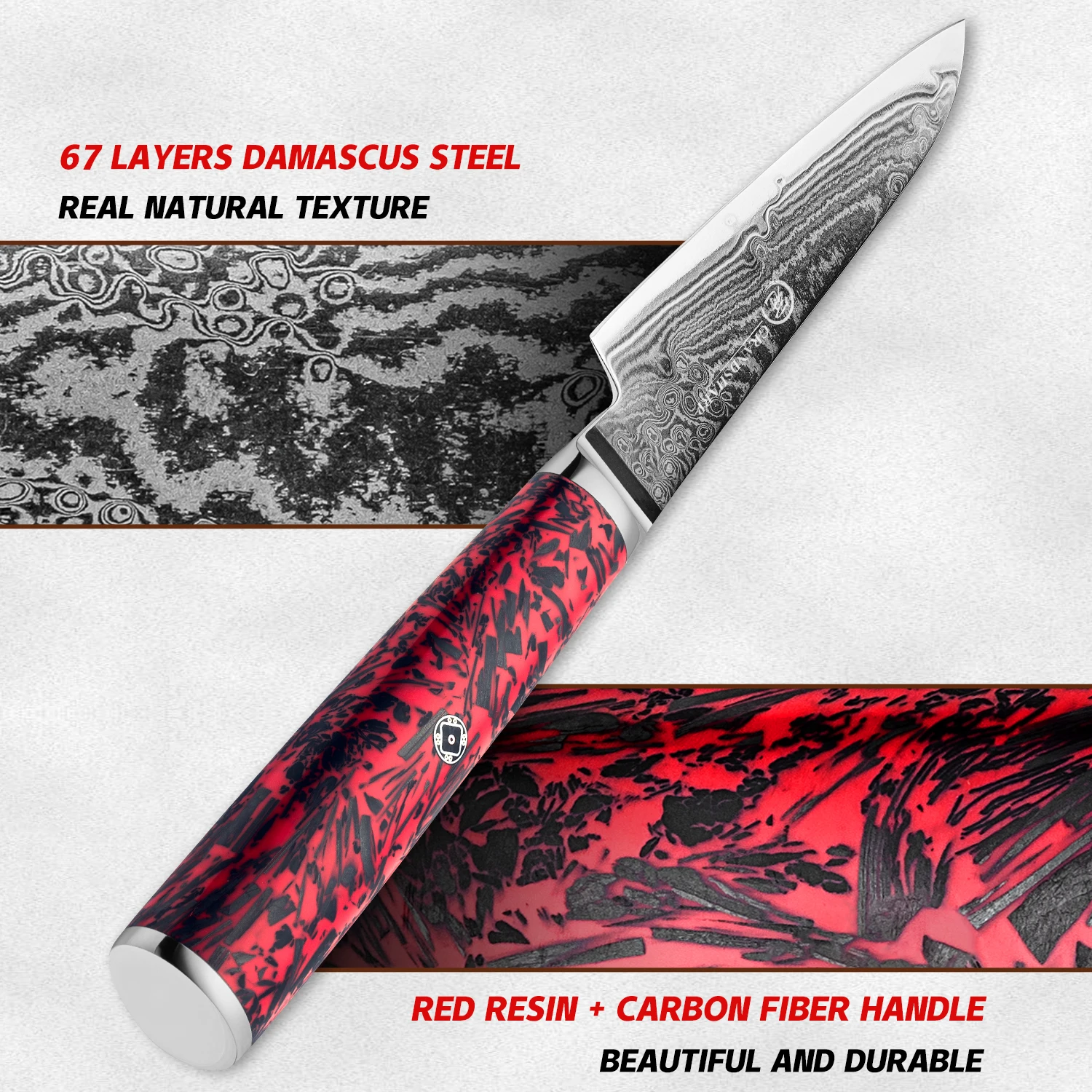 Grandsharp 3 8-дюймовый нож для очистки овощей 67-слойное лезвие из дамасской стали