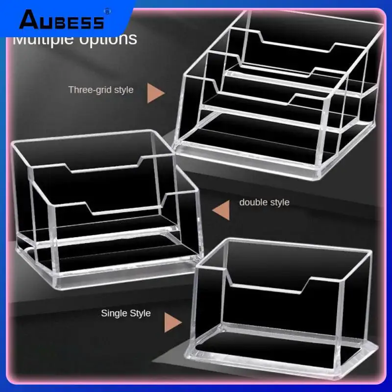 

Strong And Sturdy Desktop Business Card High Capacity Office Business Card Holder Acrylic Business Card Storage Box Transparent
