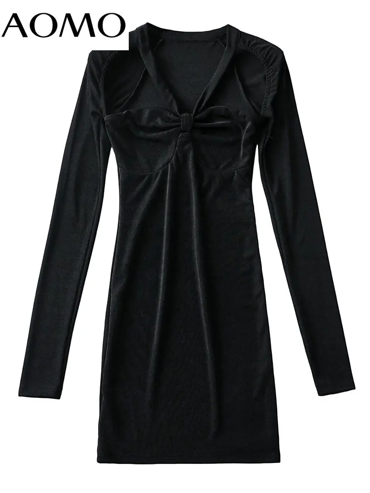 

Женское винтажное платье с вырезом, длинным рукавом