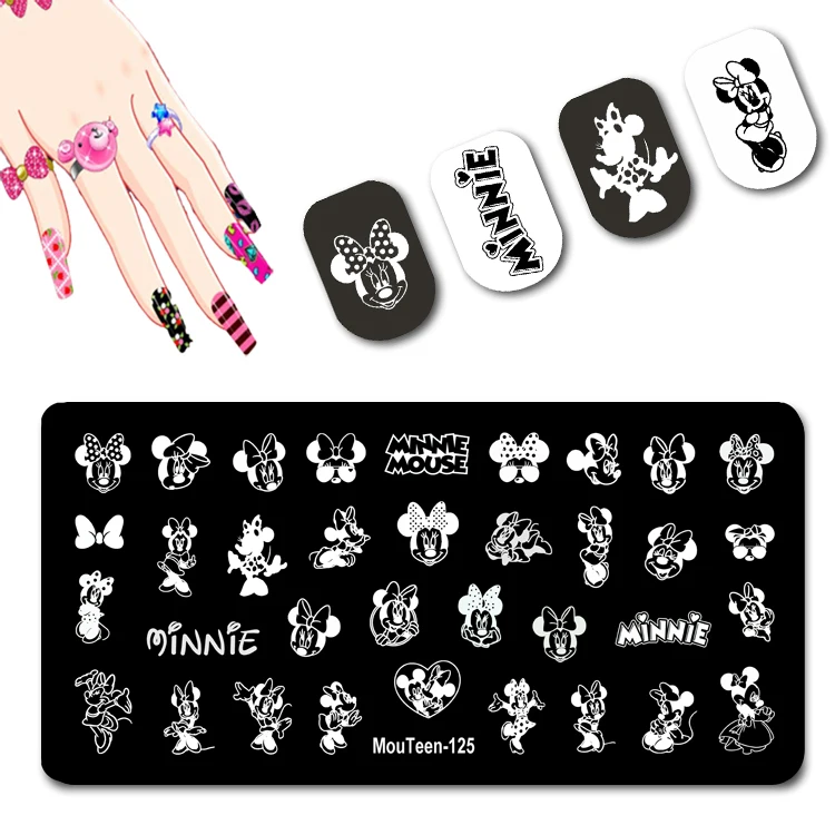 

DISNEY Minnie Figure Nail Stamping Plates Mickey Mouse Nail Stamp Plates Cartoon Character Nail Art Stamping Plates #125