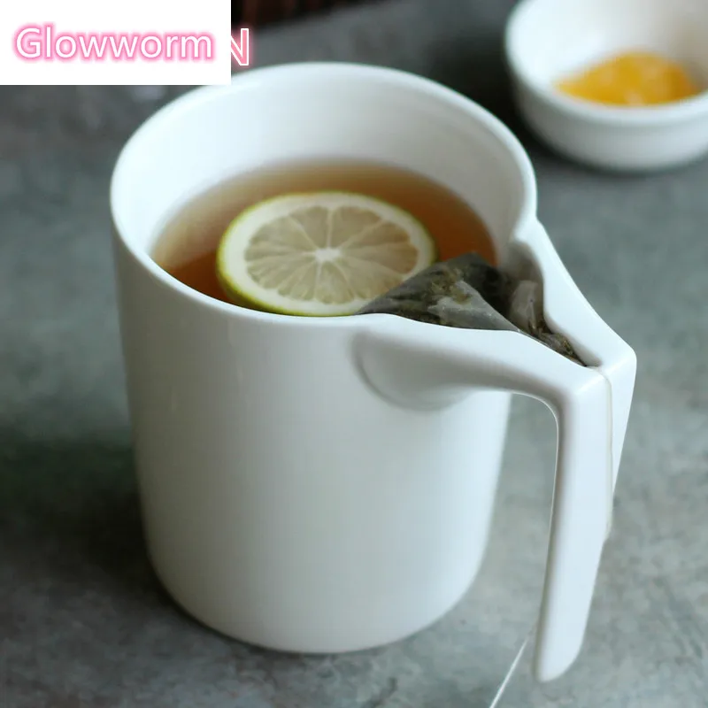 

330ml Creative White Ceramic Mug with Tea Bag Holder Special Slotted Cup Tea Bag Holding Mug Tea Drinker For Afternoon Tea time