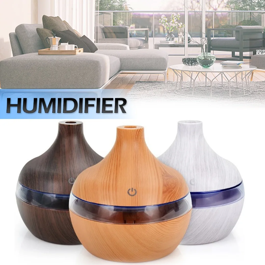 

Portable USB 300ml Wood Grain LED Humidifier Essential Oil Diffuser Aromatherapy Air Purifier For Office Car Bedroom