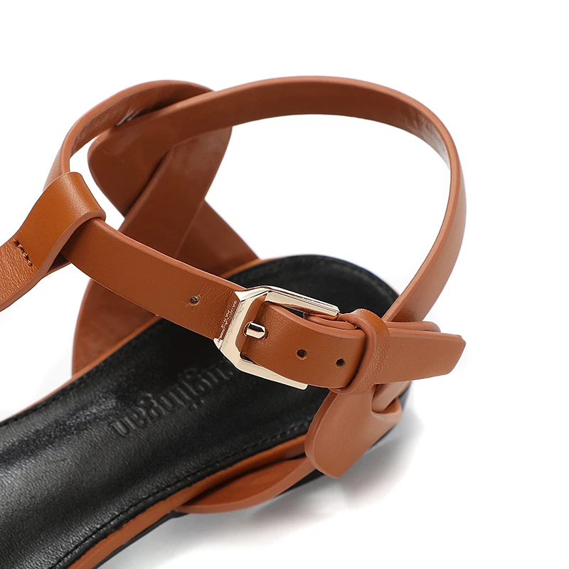 2023 Summer New Women's Flat Bottom Pointed Cowhide Open Toe Sandals Fashion Casual Slippers Party Luxury Women's Flat Shoes