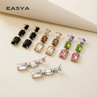 easya diamond earrings new wedding accessories womens earrings retro crystal square mixed color earrings