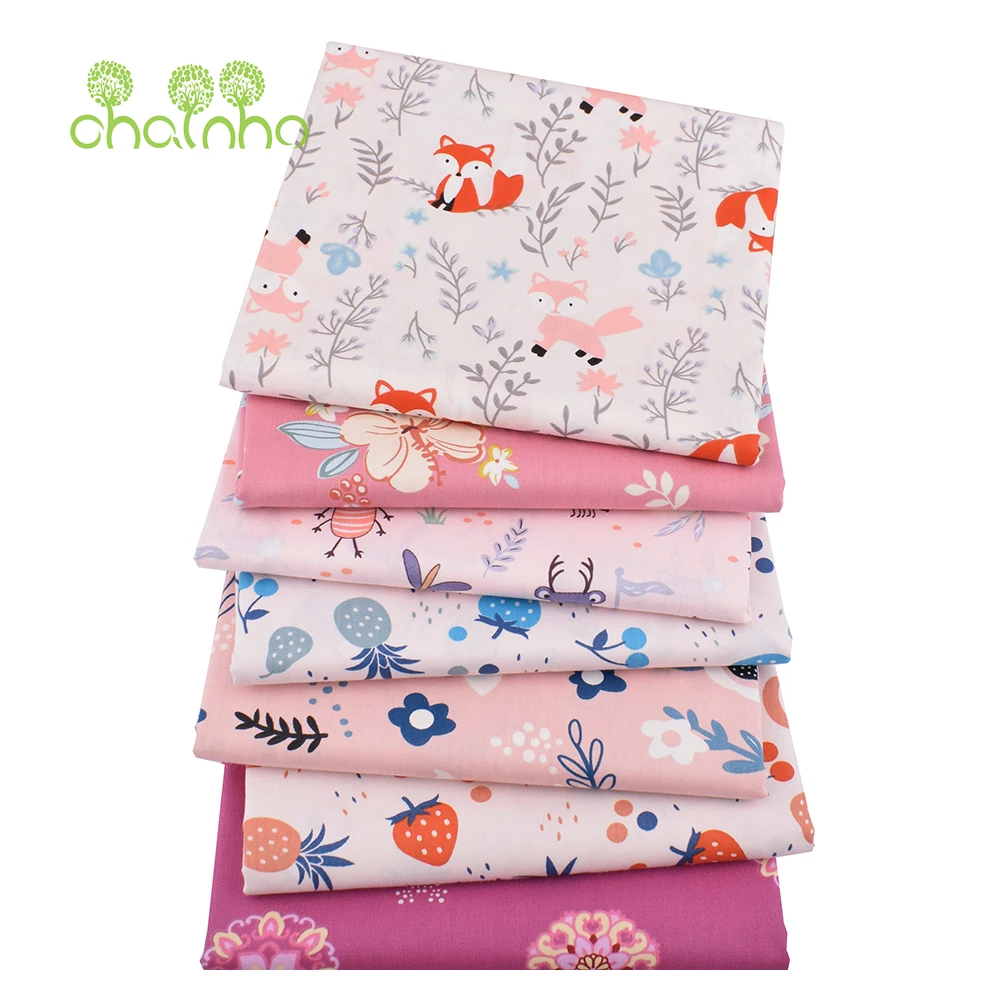 

Chainho,Pink Cartoon Printed Twill Cotton Fabric,Patchwork Cloth For DIY Sewing Quilting Baby&Children's Home Textiles Material