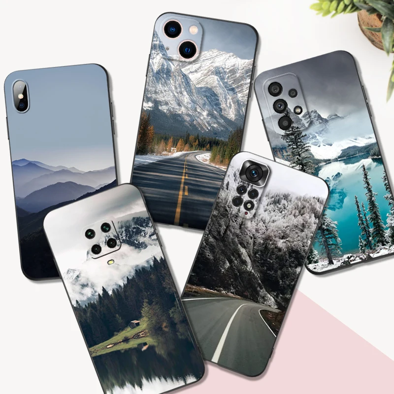 Черный чехол из ТПУ для Motorola Moto G60 4G G60S G71 G9 Play Plus Power One Женский с изображением гор