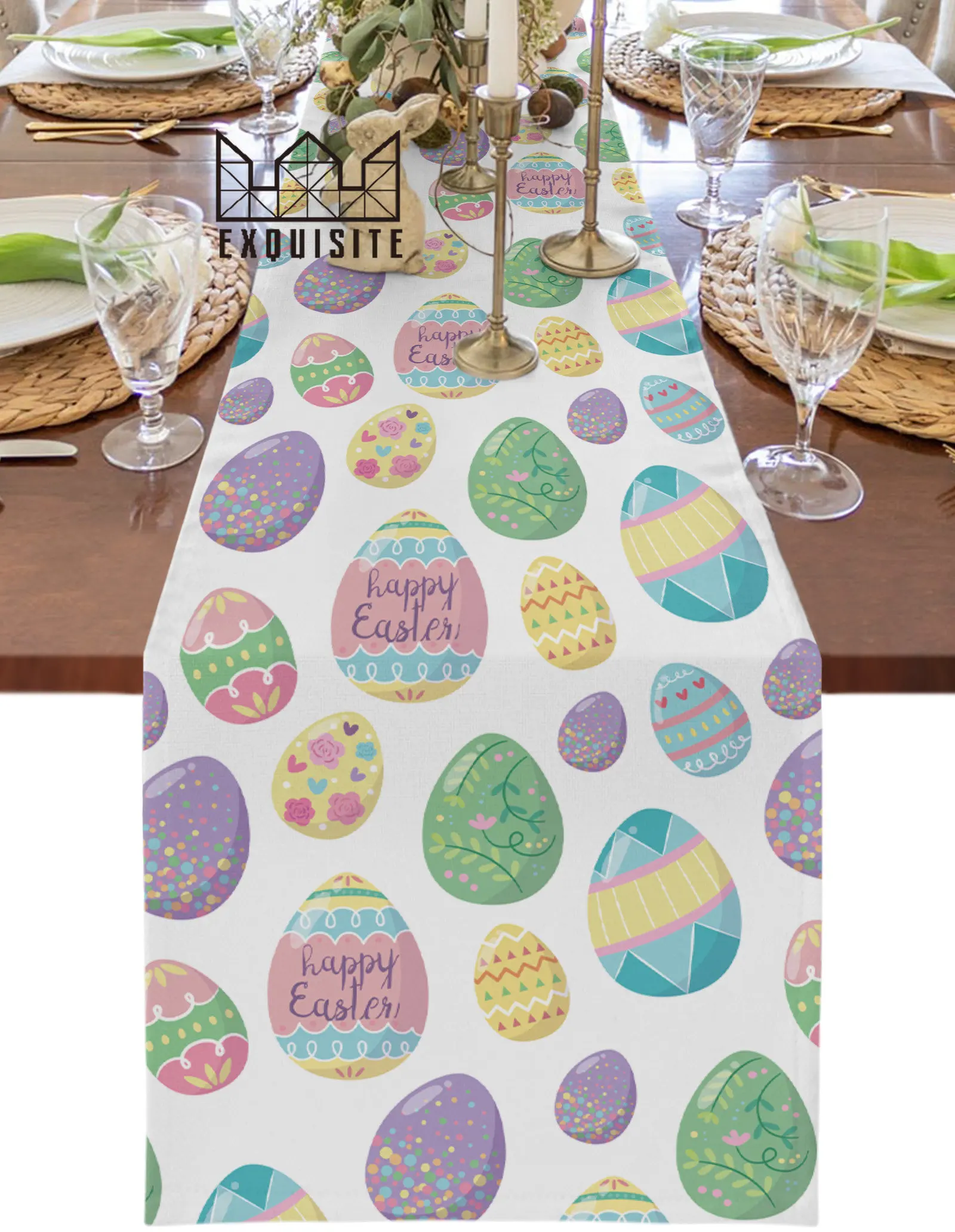 

Пасхальное украшение 2023, пасхальное яйцо с повтором, настольная дорожка, украшение для свадебной вечеринки, коврик для кухонного обеденного стола, салфетка, домашний декор