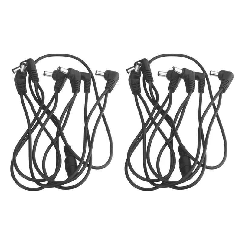 

2X Vitoos 6 Ways Electrode Daisy Chain Harness Cable Copper Wire For Guitar Effects Power Supply Adapter Splitter Black