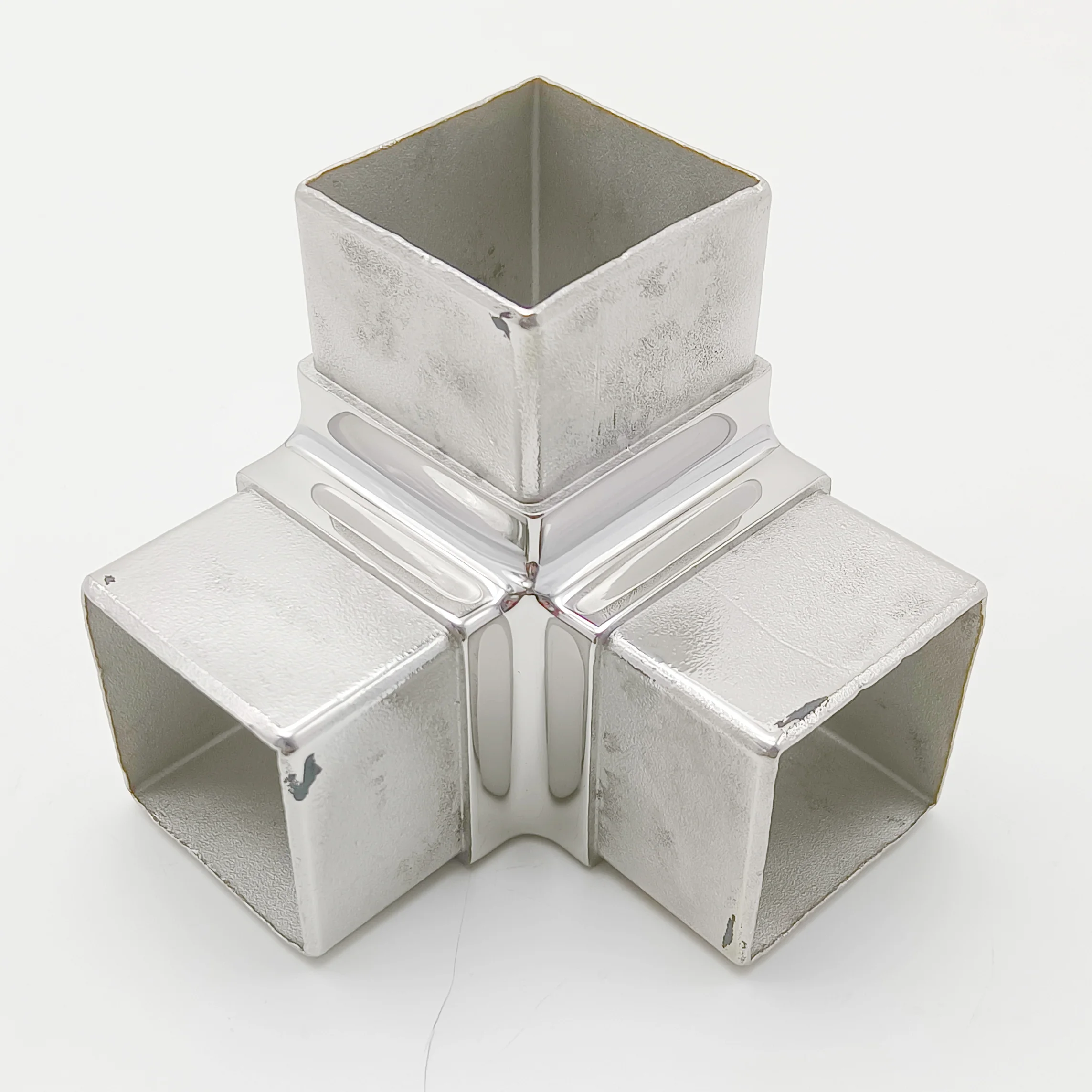 

50.8mm Three Way Square Tube Connector 316 Stainless Steel Square Handrail Fitting Mirror Polished