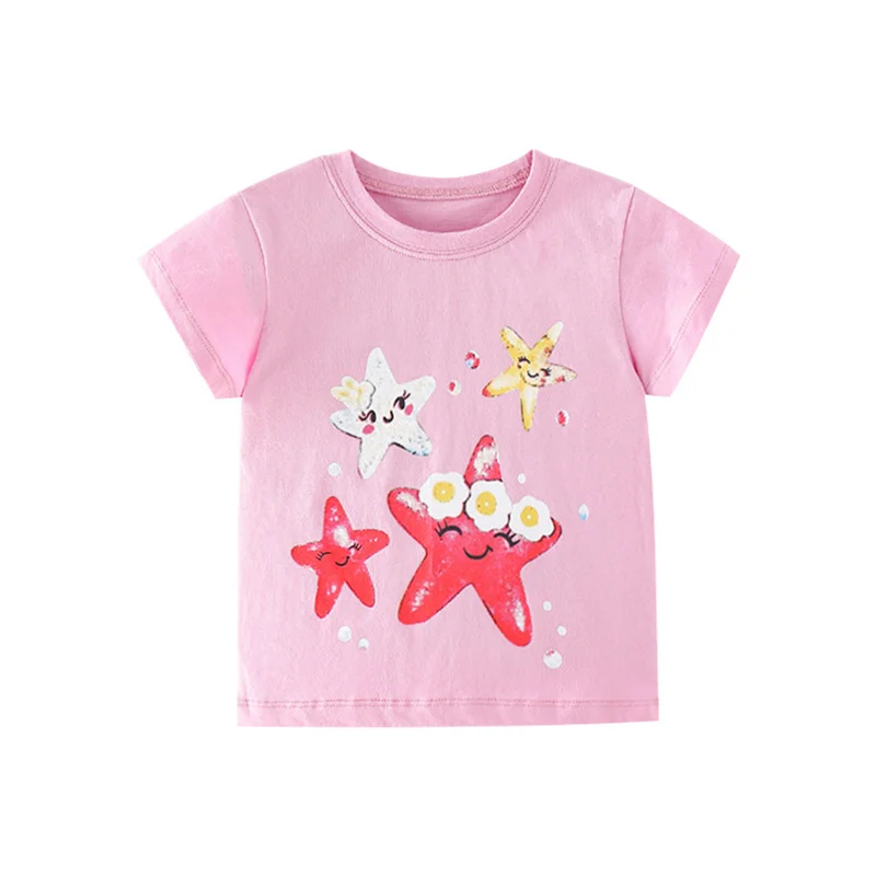 

Baby Girls Stars Print Tees Summer Cotton Children's Clothes Short Sleeve Cute Toddler Tops Kids Tshirts