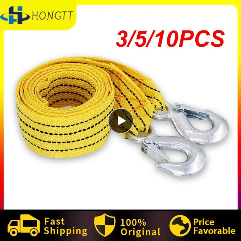 

300cm 3 Ton Car Tow Rope Heavy Duty Towing Pull Cable With Hooks High Strength Nylon Trailer Strap Car Rescue Tool Accessories