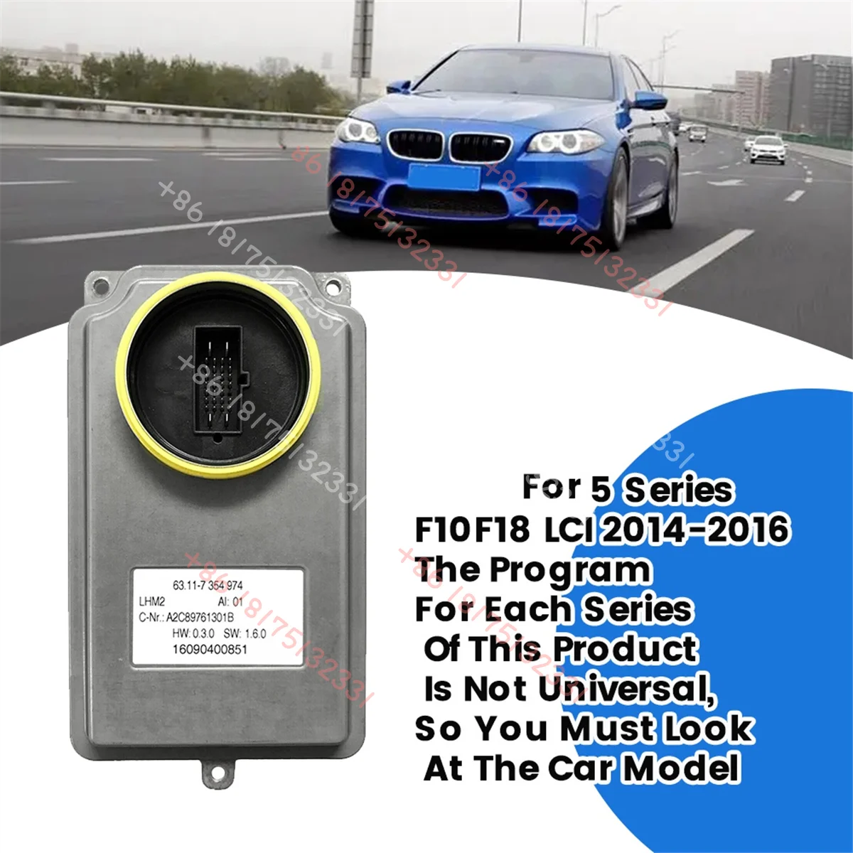 Фото Блок управления светодиодными модулями фар (драйвер) 63-11-7-354-974 для BMW 5 серии F10/F18 LCI 2014-2016 63117354974 №2