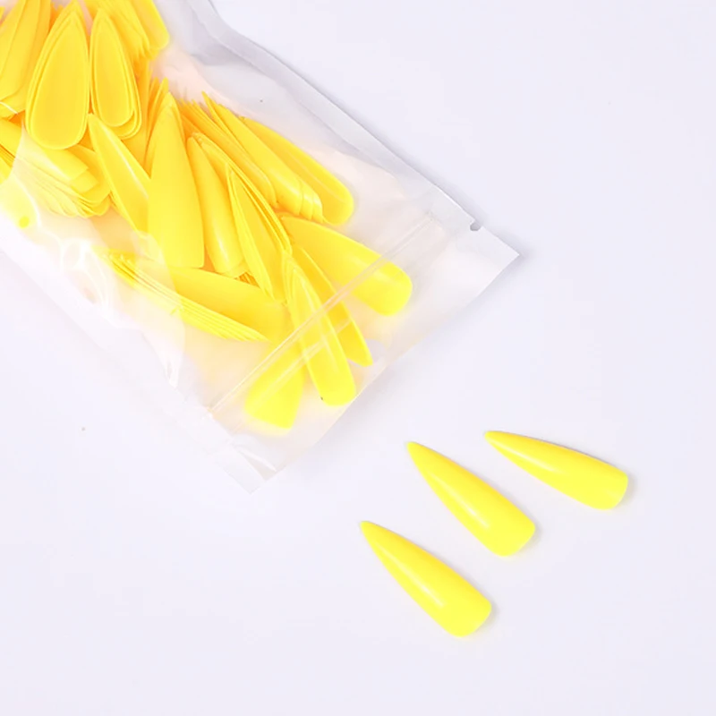 100PC Full Cover Fake Nails Mixed Color Black Red Pink Long Stiletto Press on Nail Art Tips 10 Size Acrylic False Nail Manicure 4