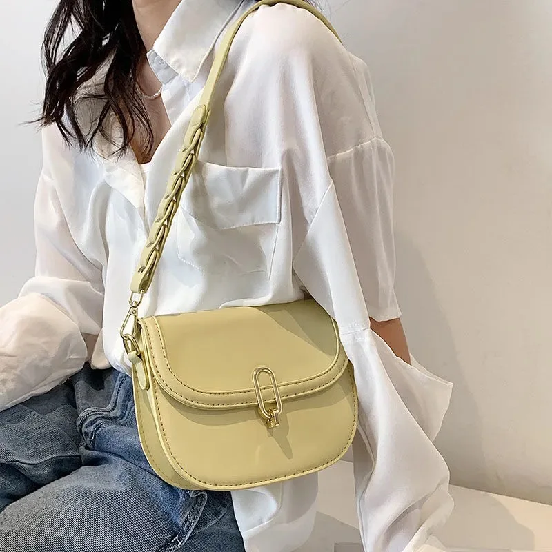 

MAPDAW Solid PU Women's Handbags Leather Saddle Crossbody Bag Tote Ladies Causal Messenger Handbag Purse Female Shoulder Bags