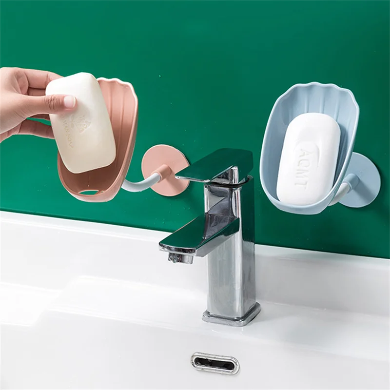 

Новый настенный держатель для мыла двойного назначения, 360 °, без перфорации и наклеивания, подставка для мыла в ванной комнате, аксессуары д...