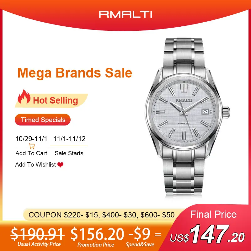 Купить RMALTI 40 мм Новая мужская Белая береза G S стиль качественная льняная Автоматическая Механическая роскошная классическая деловая Сапфировая ...