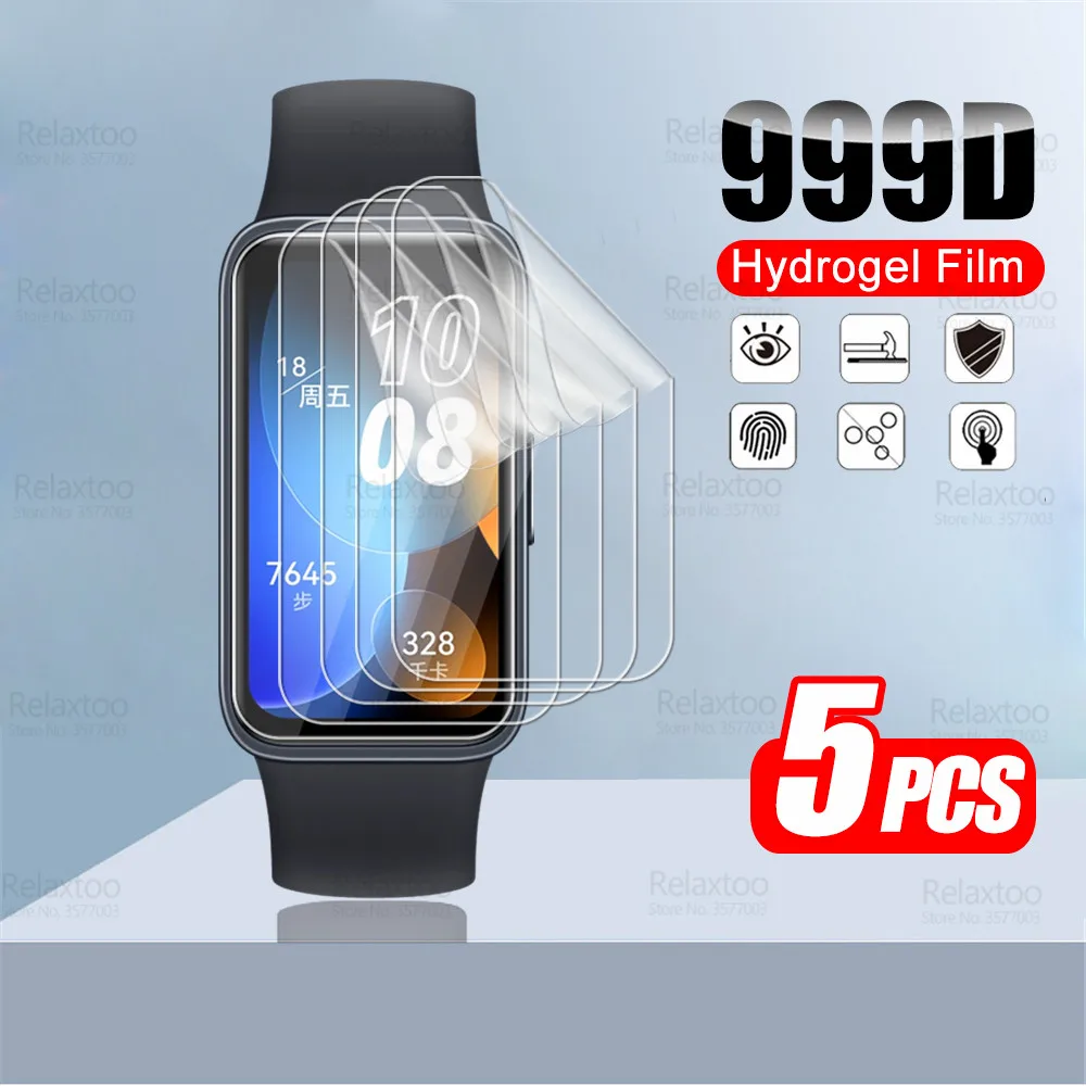 

5Pcs 999D Curved Soft Hydrogel Film For Huawei Band 8 Screen Protector Huaewi Band8 Wristband Watch Protective Films Not Glass