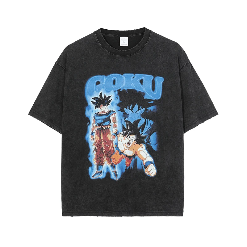 

Harajuku Anime Printed T Shirt 100% Cotton 2022 Summer T-shirts Top Men Hip Hop Washed Oversized T Shirt For Men Streetwear Tees