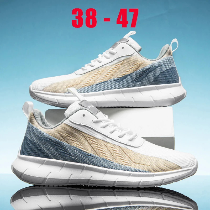 Мужские кроссовки больших размеров 45 нескользящая дышащая сетчатая поверхность