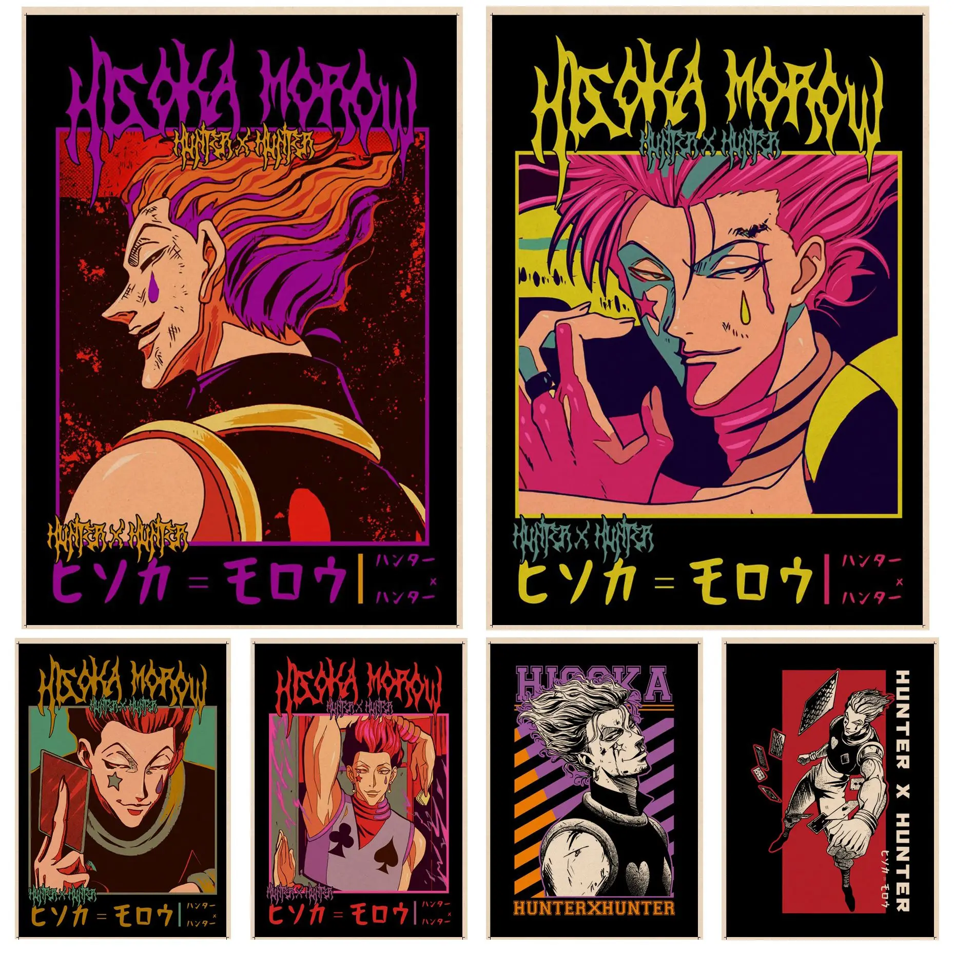 Japan Hunter X Hunter Hisoka Anime Movie Posters Wall Art Retro Posters for Home Stickers Wall Painting