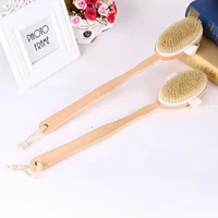 2022 new 1pc long wooden handle bath body brush removable bristle exfoliating dry skin back scrubber shower cleaning massager