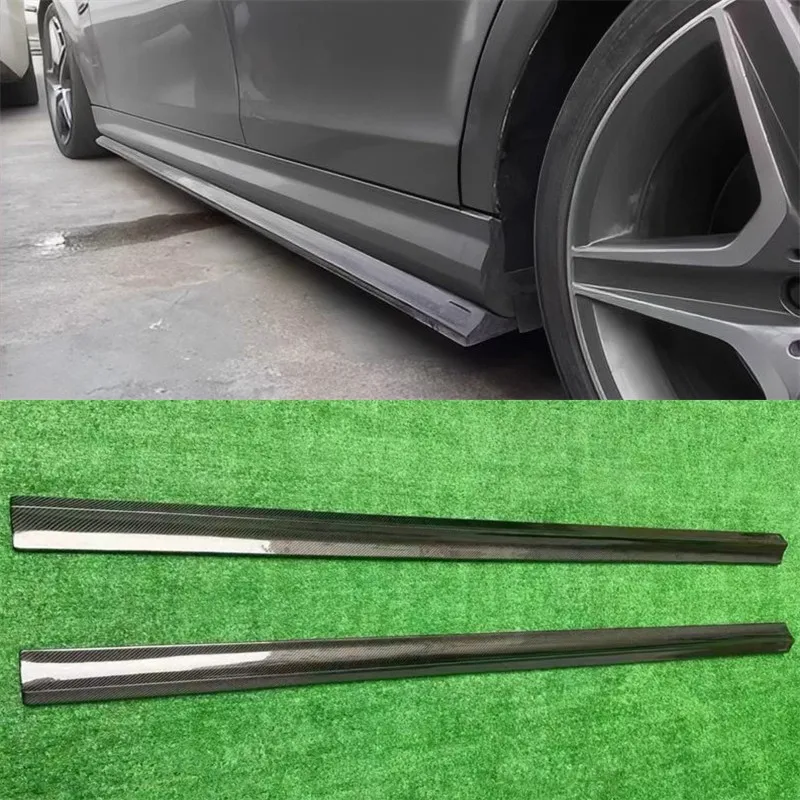 Фото Для Mercedes Benz C Class C63 W204 2007-2014 ReaI боковые юбки из углеродного волокна, расширения губ, спойлер, автомобильные аксессуары, комплект кузова №1
