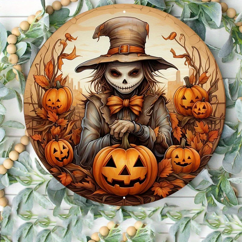 1 шт. 8x8 дюймов алюминиевый металлический знак осенний тимьян венок оранжевый