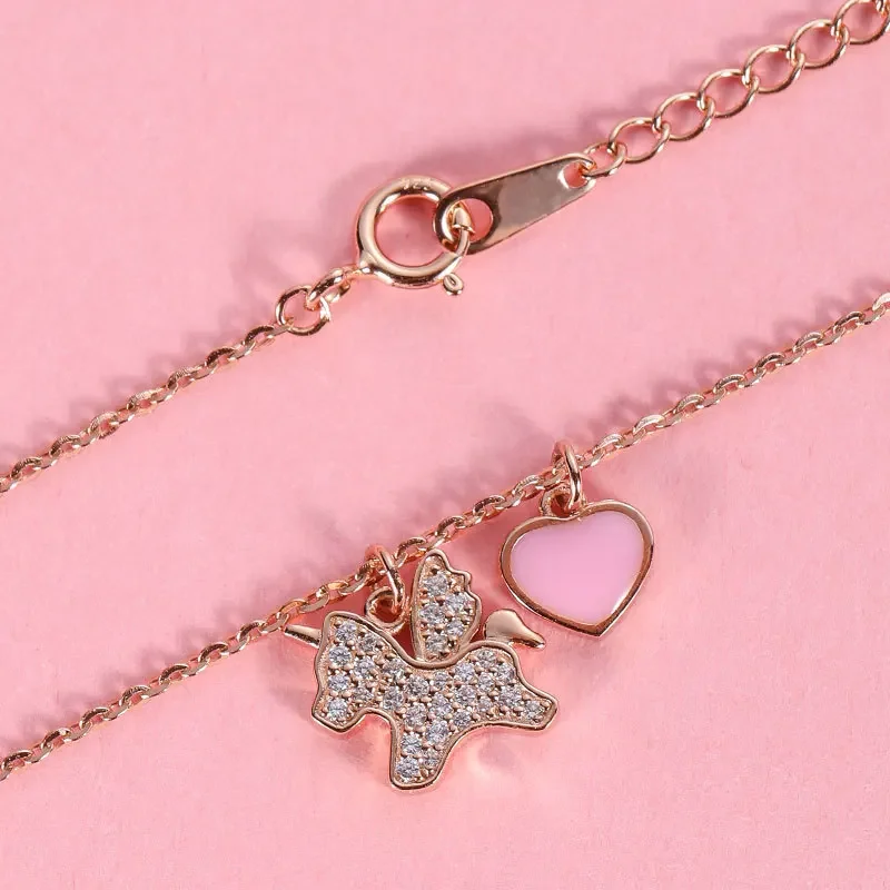 Оптовая продажа S925 чистого серебра сердце маленькая лошадь ожерелье кулон 2024