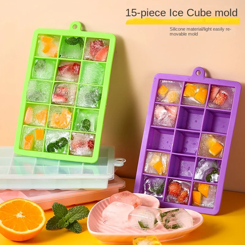 

15 Grids Ice Storage Box with Cover Ice Cream Maker Silicone Molds Ice Mold Ice Cube Tray Kitchen GadgetsSilicone Ice Cube Tray