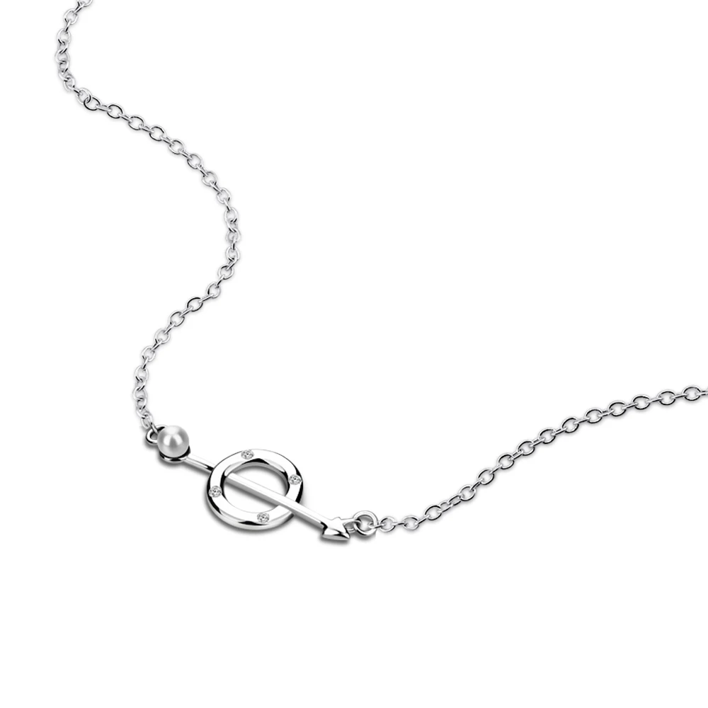 Женское ожерелье из серебра 925 пробы с цирконом