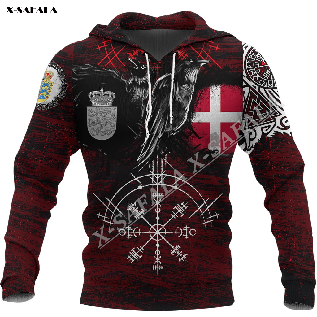 Толстовка мужская с принтом флага Одина свитшот капюшоном пуловер на молнии