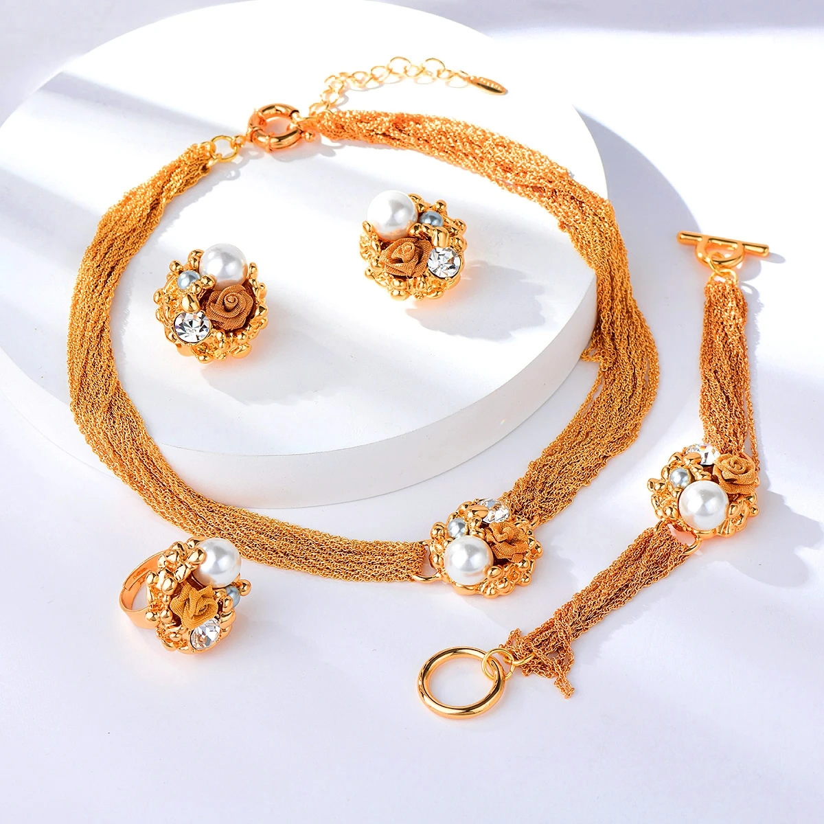 

Viennois Big Gold Plated Boho Style 4 Piece Jewelry Set